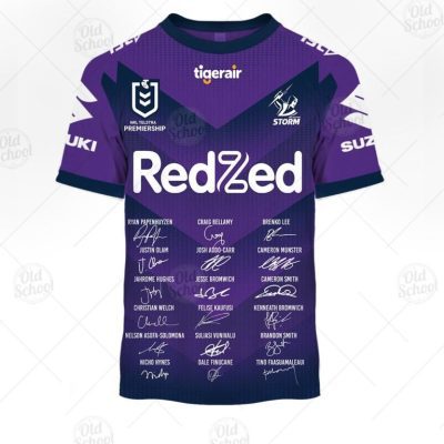 NRL Melbourne Storm Custom Name Number 2020 Premiers Signature Jersey T-Shirt