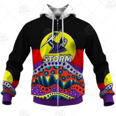 NRL Melbourne Storm Dinky Di Lover Aboriginal Flag x Indigenous Zip Up Hoodie