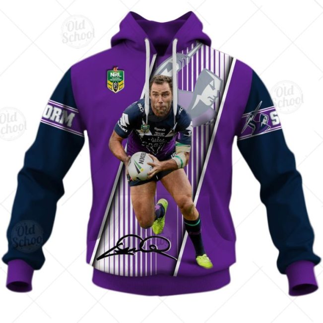 NRL Melbourne Storm Cameron Smith No 9 Pullover Hoodie V3