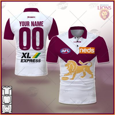 AFL Brisbane Lions Custom Name Number 2021 Clash Guernsey Polo Shirt