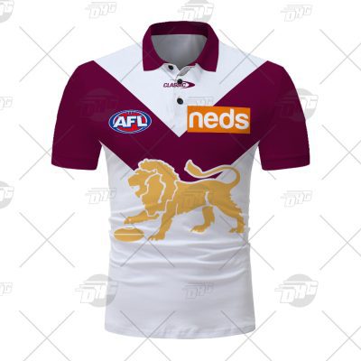 AFL Brisbane Lions Custom Name Number 2021 Clash Guernsey Polo Shirt