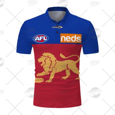 AFL Brisbane Lions Custom Name Number 2021 Away Guernsey Polo Shirt