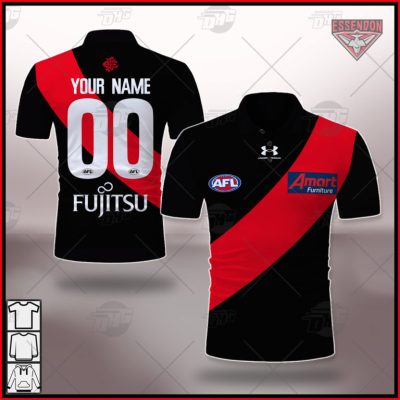 AFL Essendon Bombers Custom Name Number 2021 Home Guernsey Polo Shirt
