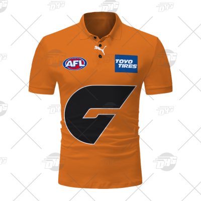 AFL Greater Western Sydney Giants Custom Name Number 2021 Away Guernsey Polo Shirt