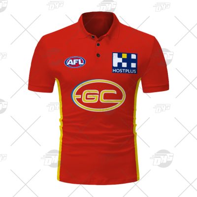 AFL Gold Coast Suns Custom Name Number 2021 Home Guernsey Polo Shirt