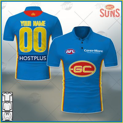 AFL Gold Coast Suns Custom Name Number 2021 Clash Guernsey Polo Shirt