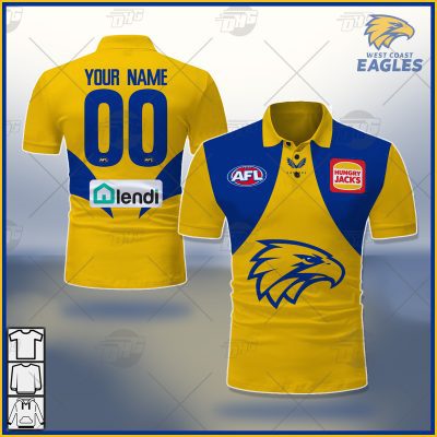 AFL West Coast Eagles Custom Name Number 2021 Away Guernsey Polo Shirt