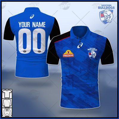 AFL Western Bulldogs Custom Name Number 2021 Training Guernsey Polo Shirt