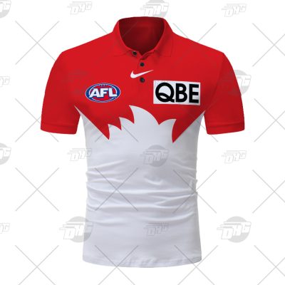 AFL Sydney Swans Custom Name Number 2021 Home Guernsey Polo Shirt
