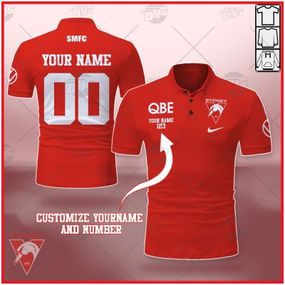 AFL Sydney Swans Custom Name Number Red Polo Shirt