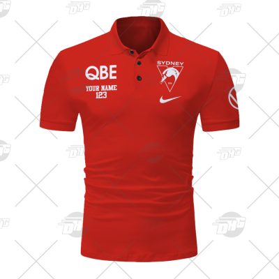 AFL Sydney Swans Custom Name Number Red Polo Shirt
