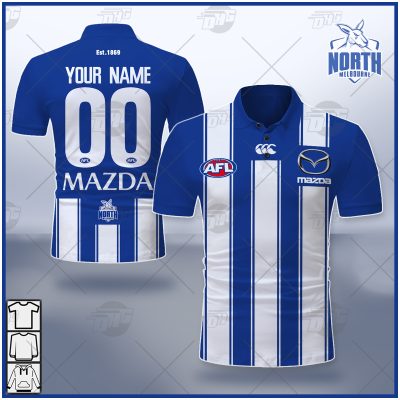 AFL North Melbourne Kangaroos Custom Name Number 2021 Home Guernsey Polo Shirt