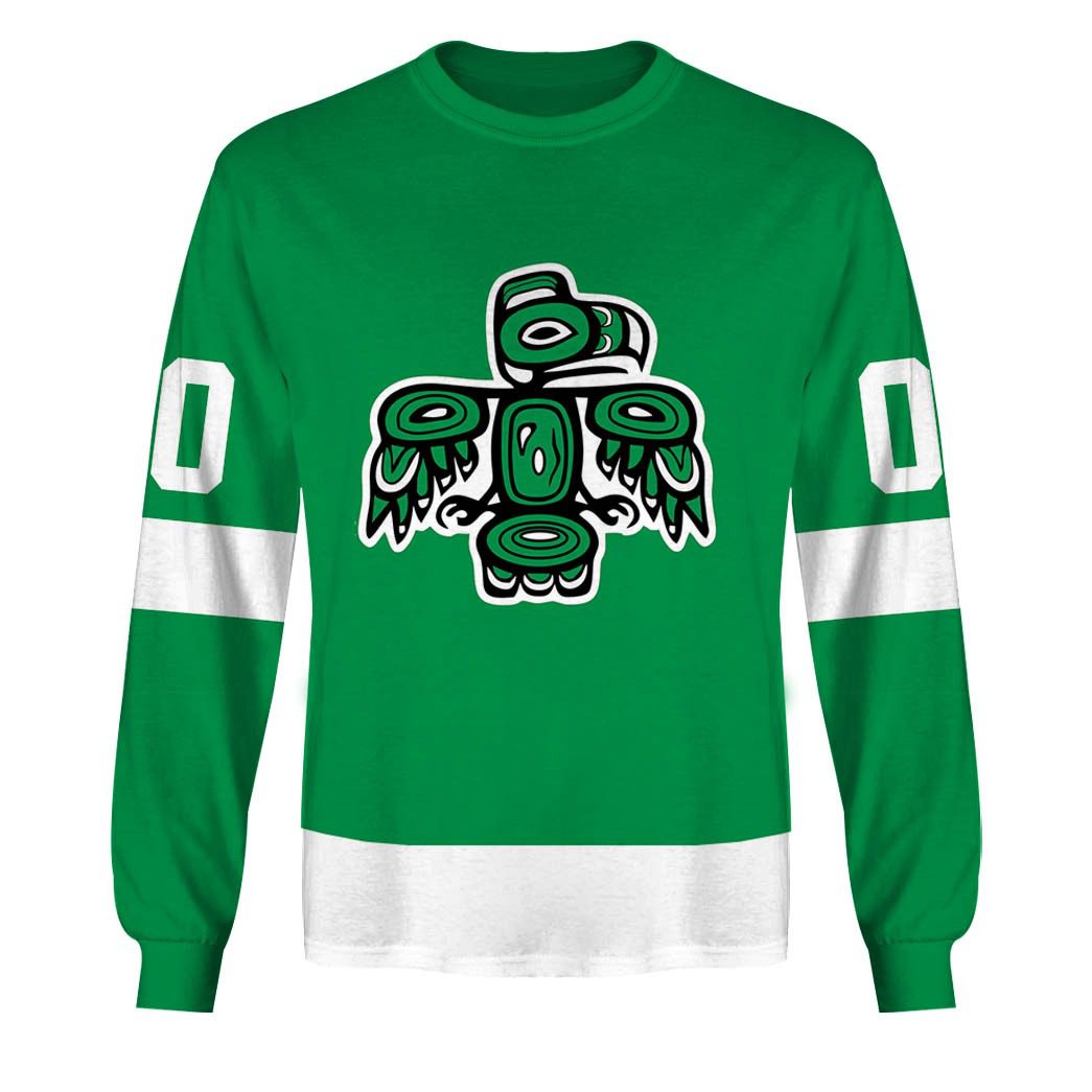 Personalize Vintage AHL Seattle Totems green 1970 hockey Retro Jersey Personalize Vintage AHL Seattle Totems green 1970 hockey Retro Jersey