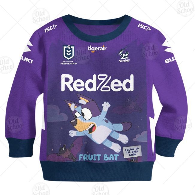 NRL Melbourne Storm Custom Name Number 2020 x Bluey Jersey Kids Sweatshirt