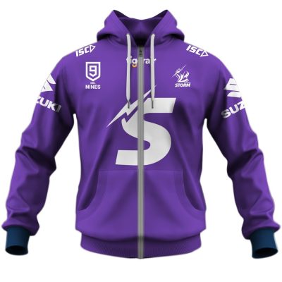 NRL Melbourne Storm Custom Name Number 2020 NRL Nines Jersey Zip Up Hoodie