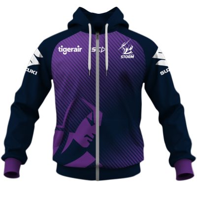 NRL Melbourne Storm Custom Name Number 2020 Navy Training Jersey Zip Up Hoodie