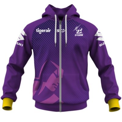 NRL Melbourne Storm Custom Name Number 2020 Purple Training Jersey Zip Up Hoodie