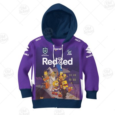 NRL Melbourne Storm Custom Name Number x The Simpsons 2020 Halloween Kids Pullover Hoodie