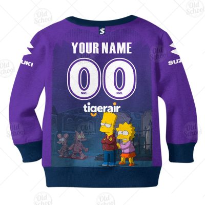 NRL Melbourne Storm Custom Name Number x The Simpsons 2020 Halloween Kids Sweatshirt