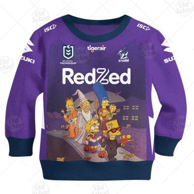 NRL Melbourne Storm Custom Name Number x The Simpsons 2020 Halloween Kids Sweatshirt
