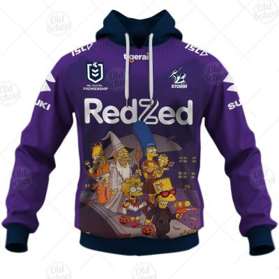 NRL Melbourne Storm Custom Name Number x The Simpsons 2020 Halloween Pullover Hoodie