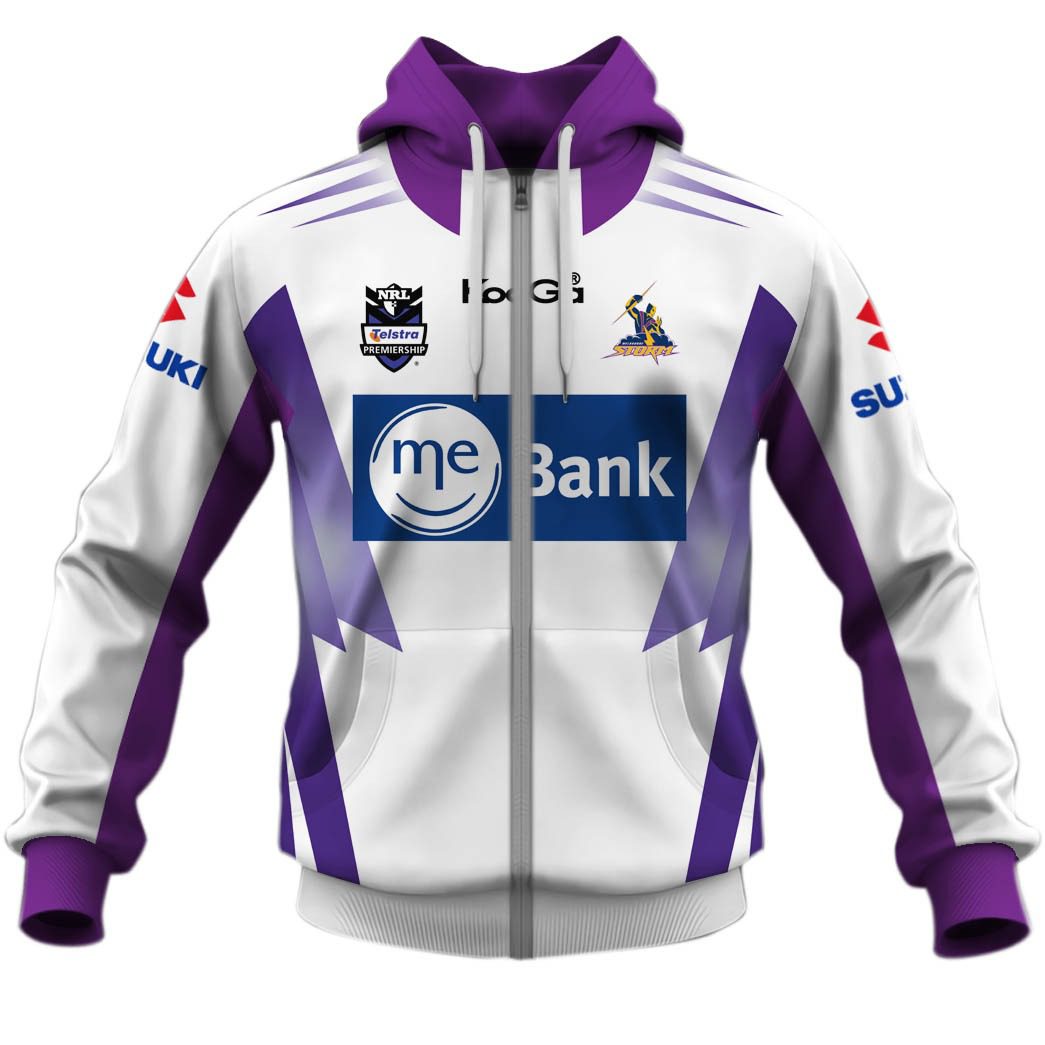 NRL Melbourne Storm Custom Name Number Vintage 2008 Away Jersey Zip Up Hoodie