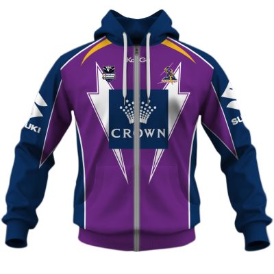 NRL Melbourne Storm Custom Name Number Vintage Home Jersey Zip Up Hoodie V3
