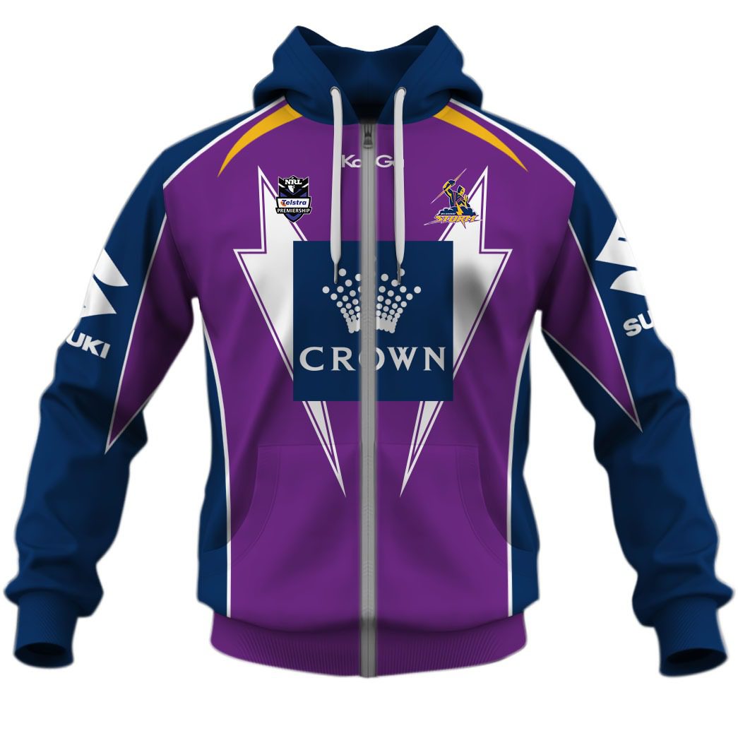 NRL Melbourne Storm Custom Name Number Vintage Home Jersey Zip Up Hoodie V3 NRL Melbourne Storm Custom Name Number Vintage Home Jersey Zip Up Hoodie V3