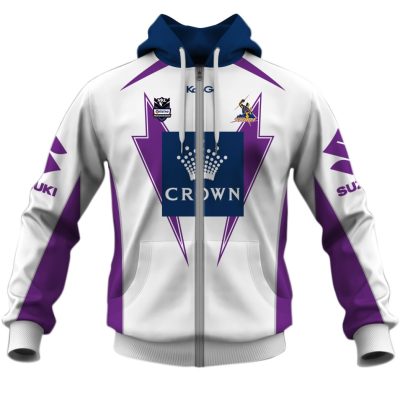 NRL Melbourne Storm Custom Name Number Vintage Away Jersey Zip Up Hoodie