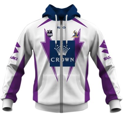 NRL Melbourne Storm Custom Name Number Vintage 2012 Away Jersey Zip Up Hoodie