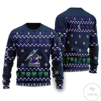 NRL Melbourne Storm Black Purple Ugly Christmas Sweater