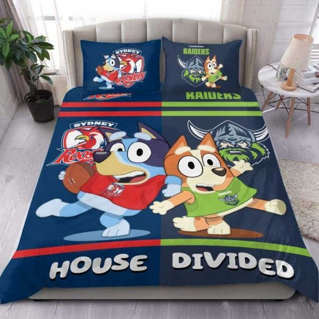 NRL 2 Teams x Bluey House Divided  Bedding Set