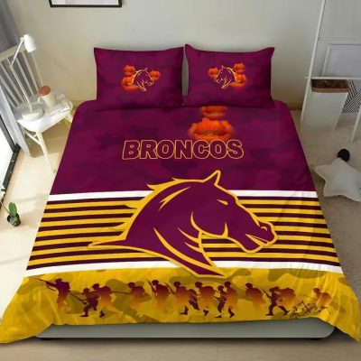 NRL Brisbane Broncos ANZAC Day Simple Style Maroon  Bedding Set
