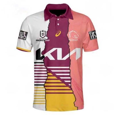 NRL Brisbane Broncos Custom Name Number 2023 Mix Jersey Polo Shirt