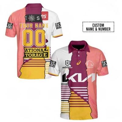 NRL Brisbane Broncos Custom Name Number 2023 Mix Jersey Polo Shirt