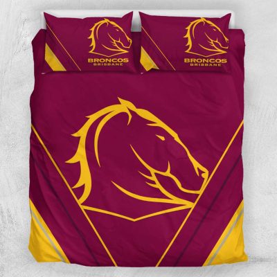 NRL Brisbane Broncos Maroon Gold Stripes  Bedding Set