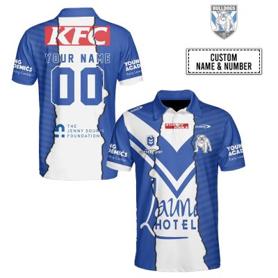 NRL Canterbury-Bankstown Bulldogs Custom Name Number 2023 Mix Jersey Polo Shirt