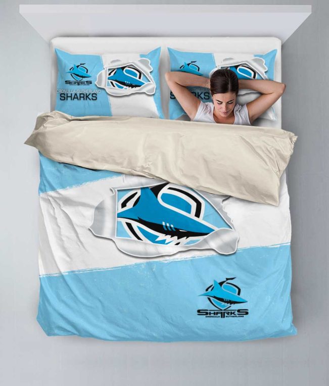 NRL Cronulla-Sutherland Sharks Big Logo Scratch  Bedding Set
