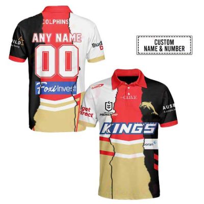 NRL Dolphins Custom Name Number 2023 Mix Jersey Polo Shirt