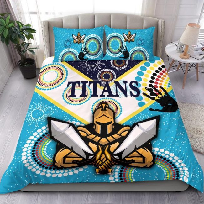NRL Gold Coast Titans Gladiator Unique Indigenous  Bedding Set