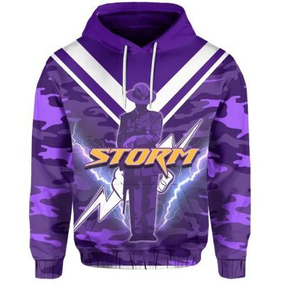 NRL Melbourne Storm ANZAC Purple Camo Pullover Hoodie