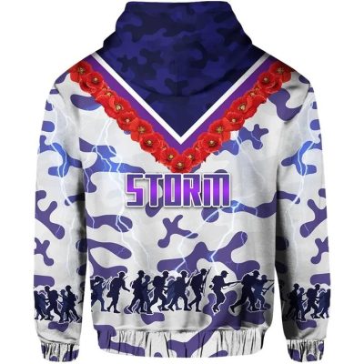 NRL Melbourne Storm ANZAC Day White Pullover Hoodie