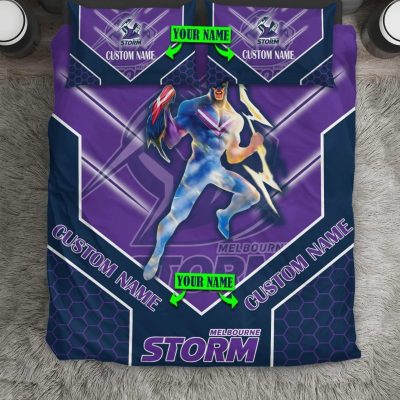 NRL Melbourne Storm Custom Name Mascot  Bedding Set