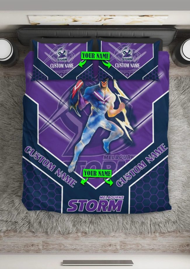 NRL Melbourne Storm Custom Name Mascot  Bedding Set