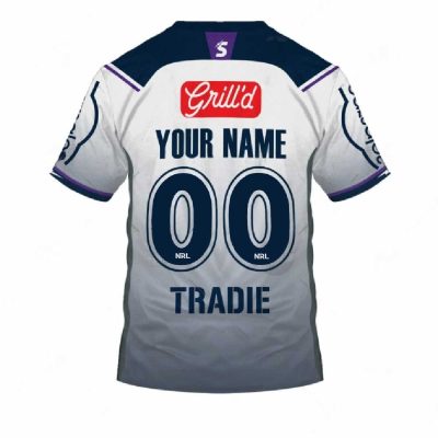 NRL Melbourne Storm Custom Name Number 2022 Away Jersey T-Shirt