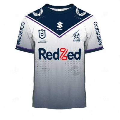 NRL Melbourne Storm Custom Name Number 2022 Away Jersey T-Shirt