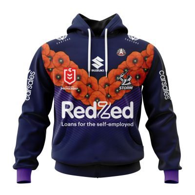 NRL Melbourne Storm Custom Name Number 2023 ANZAC Day Jersey Pullover Hoodie
