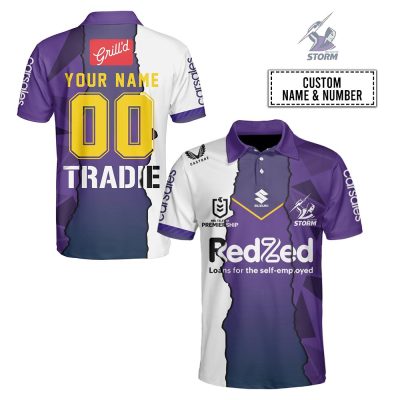 NRL Melbourne Storm Custom Name Number 2023 Mix Jersey Polo Shirt