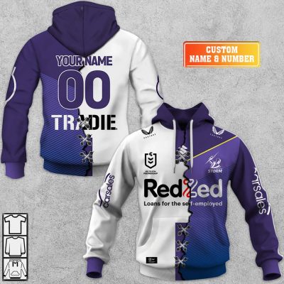 NRL Melbourne Storm Custom Name Number 2023 Mix Jersey V3 Pullover Hoodie