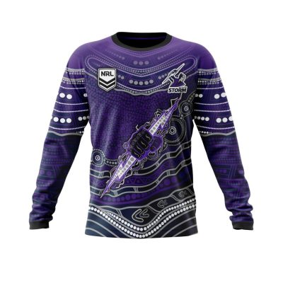 NRL Melbourne Storm Custom Name Number Indigenous Mascot Sweatshirt
